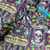 Freak show circus Neon Textured Faux leather vinyl fabric. 39x66cm roll
