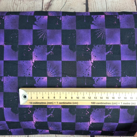 Purple spiderweb checkerboard 240gsm jersey fabric
