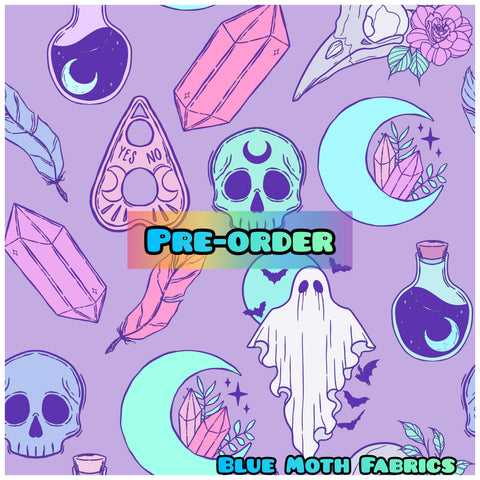 PRE-ORDER. Spooky Occult lilac fabric. By METER