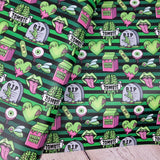Zombie Green Stripes Faux leather / vinyl fabric. 39x66cm roll
