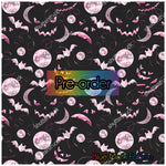 Pink Bats Jack o Lantern fabric. By METER