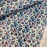 Blue Grunge Leopard faux leather / vinyl fabric. 39x66cm roll