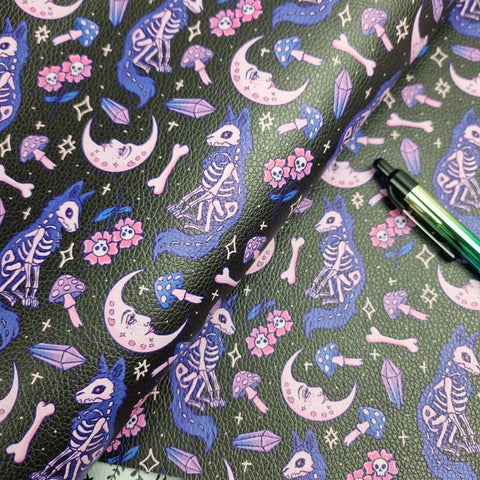 Galactic Fox Faux leather / vinyl fabric. 39x66cm roll