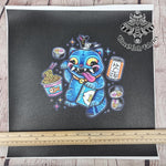 Derpy tiger K pop demon hunters textured Faux leather / vinyl fabric. 33x33cm PANEL