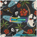 PRE-ORDER. Surfing Skeleton fabric. By METER