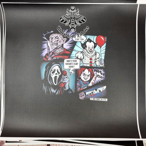 Horror movies Faux leather / vinyl fabric. 33x33cm PANEL