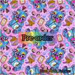 PRE-ORDER. Derpy Tiger pink faux leather / vinyl fabric. 39x130cm