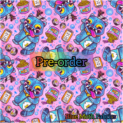 PRE-ORDER. Derpy Tiger pink faux leather / vinyl fabric. 39x130cm
