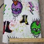 82cm BOLT END. Punk skull white 280gsm heavyweight jersey fabrics