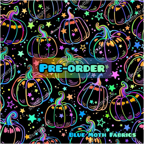 PRE-ORDER. Rainbow Pumpkin lines fabric. By METER