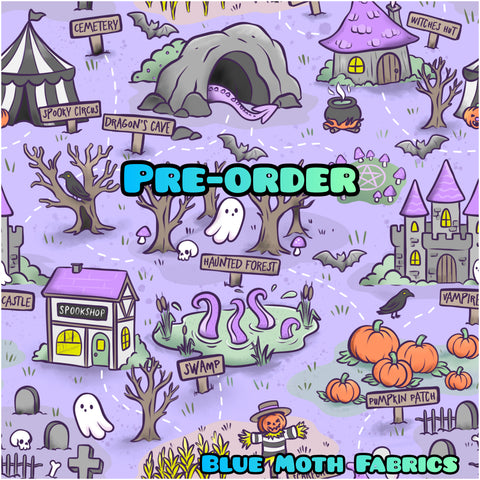 PRE-ORDER. Halloween Pumpkin Patch faux leather / vinyl fabric. 39x130cm