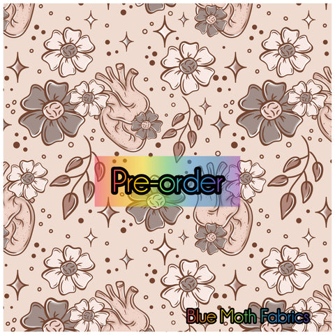 Floral Heart faux leather / vinyl fabric. 39x130cm