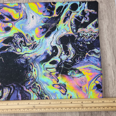 89cm BOLT END. Oil spill 220gsm jersey fabrics