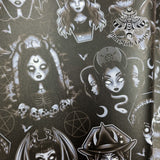 Goth Goddess Faux leather / vinyl fabric. 39x66cm roll