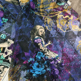 1.5m BOLT END. Extra large Alice in wonderland marocain shiffon fabric