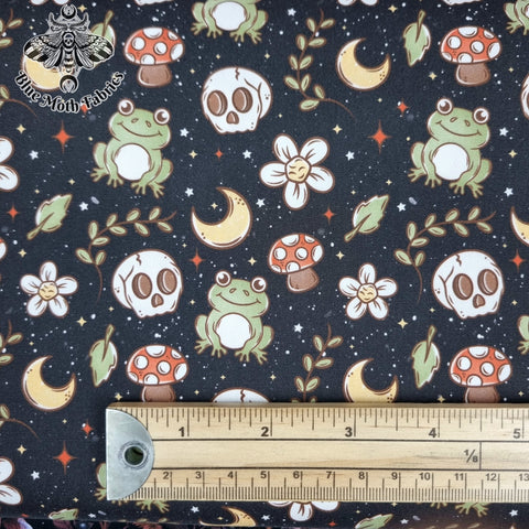 Spooky Cottagecore frogs 100% cotton poplin fabric