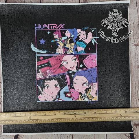 K pop demon hunters textured Faux leather / vinyl fabric. 33x33cm PANEL