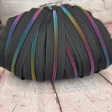 Dark semi matte rainbow zipper tape #5, sold by Meter