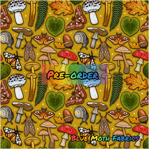 PRE-ORDER. Autumn Forage mustard fabric. By METER