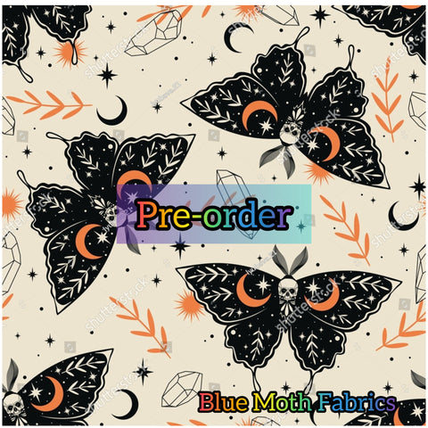 PRE-ORDER. Retro Death Moth fabric. By METER