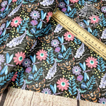 Bright Spooky Flowers Faux leather / vinyl fabric. 39x66cm roll - BlueMothFabrics