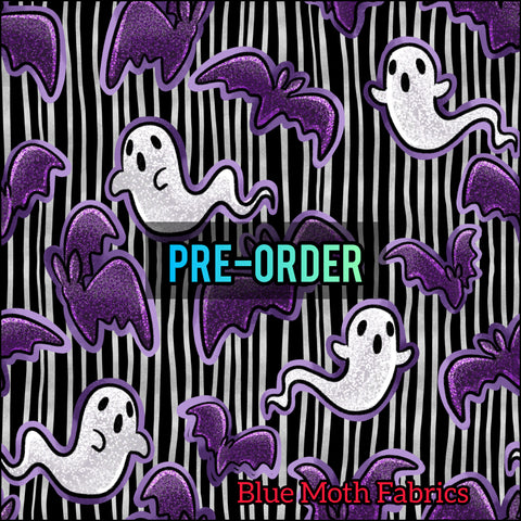 PRE-ORDER. Ghost Bat Shimmer Stickers fabric. By METER
