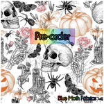 Sketchy Halloween Skull fabric. By METER