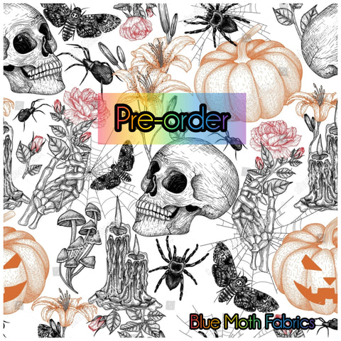 Sketchy Halloween Skull fabric. By METER