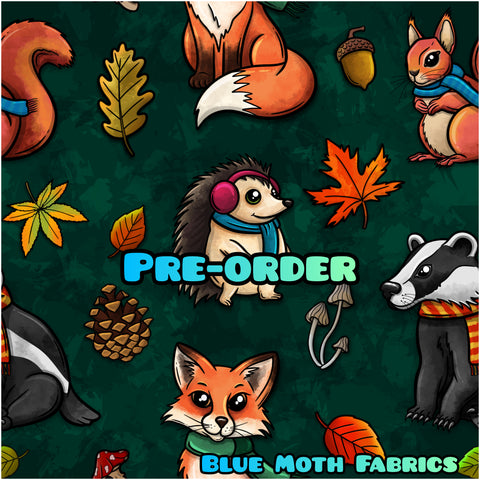 PRE-ORDER. Autumn Forest Animals fabric. By METER