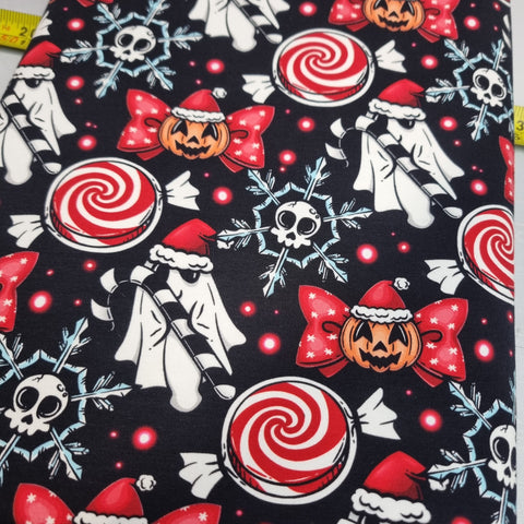 66cm BOLT END. Red Cute Christmas 220gsm jersey fabric