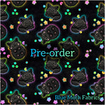PRE-ORDER. Cute Cats neon rainbow Faux leather / vinyl fabric. 39x130cm