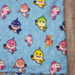 148x85cm BOLT END. Baby shark French Terry fabric