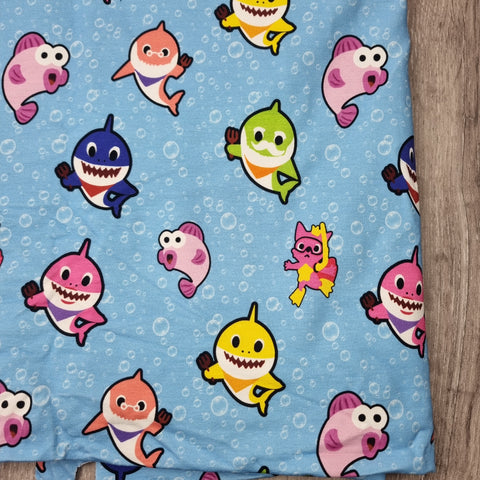148x85cm BOLT END. Baby shark French Terry fabric