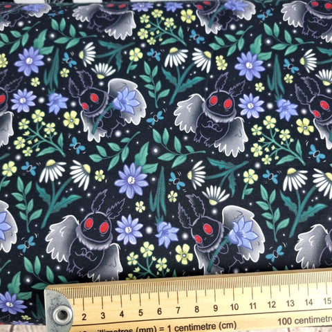 Floral Mothman 240gsm jersey fabric
