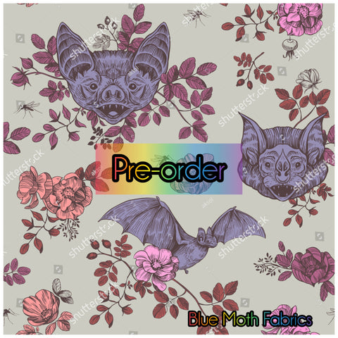 Retro Floral Bats fabric. By METER
