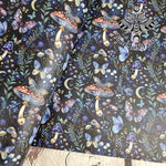 Magical mushrooms textured Faux leather / vinyl fabric. 39x66cm roll