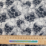 73cm BOLT ENS. Sketch skulls 100% woven cotton fabric - BlueMothFabrics