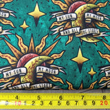 53cm BOLT END.Sun, moon, stars 100% cotton poplin fabric - BlueMothFabrics
