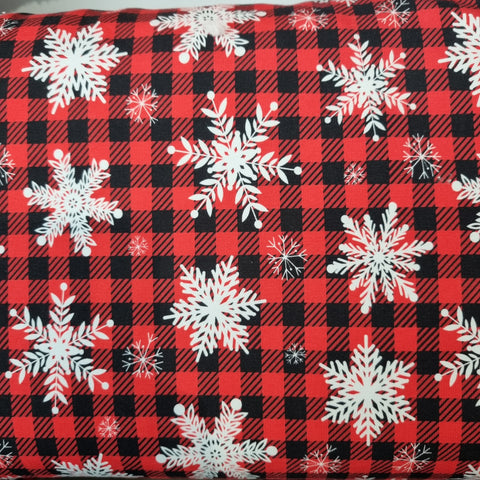 Tartan Snowflakes heavyweight jersey fabric - BlueMothFabrics