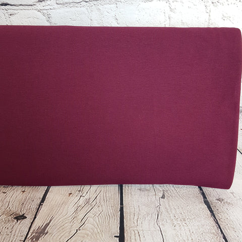 Burgundy Cotton Jersey Knit Fabric 220g/m - BlueMothFabrics