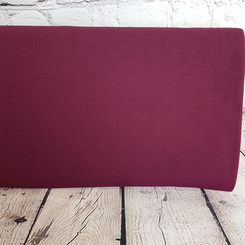 Burgundy Cotton Jersey Knit Fabric 240g/m - BlueMothFabrics