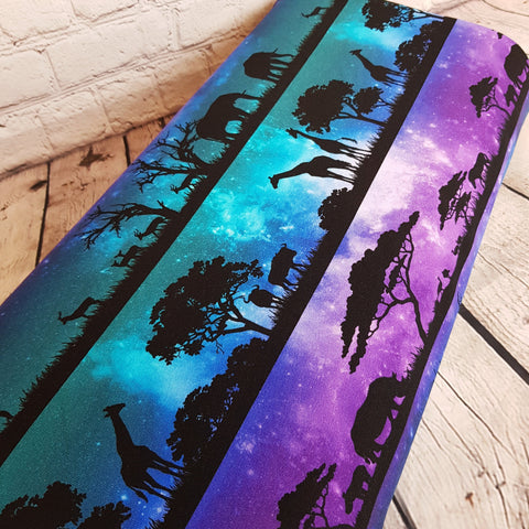 87cm BOLT END. African safari galaxy sky French Terry fabric - BlueMothFabrics