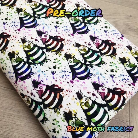 PRE-ORDER. Punk Penguins Rainbow fabric. By METER