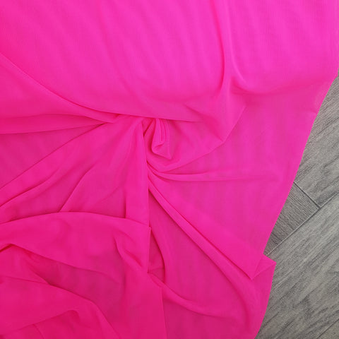 Stretch soft mesh neon pink fabric