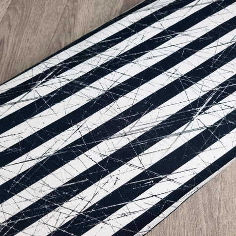 Black and white grunge stripe heavyweight jersey fabrics - BlueMothFabrics