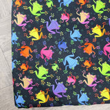 36cm BOLT END. Rainbow Frogs 100% cotton poplin fabric - BlueMothFabrics
