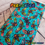 PRE-ORDER. Teal Moth fabric. By METER