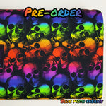 PRE-ORDER. Rainbow Skulls fabric. By METER