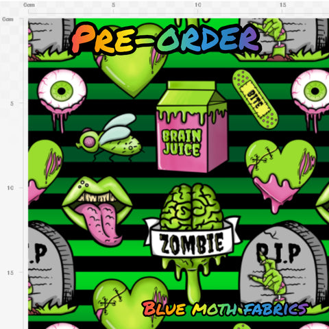 PRE-ORDER. Zombies green and black fabric. By METER