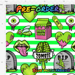 PRE-ORDER. Zombies green and white fabric. By METER